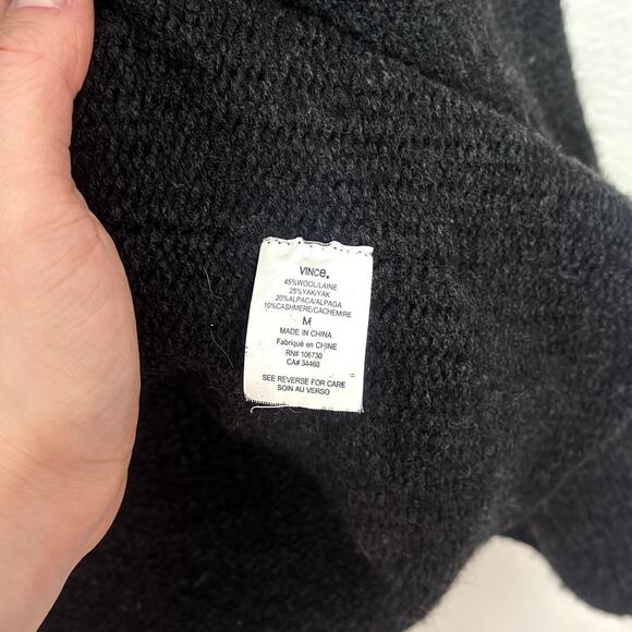 Vince Open Front Hooded Knit Sweater Sz M Wool Alpaca Cashmere with Pockets - Picture 6 of 6